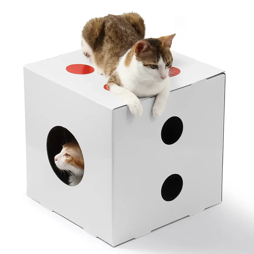 Foldable Corrugated Cardboard Cat Cube