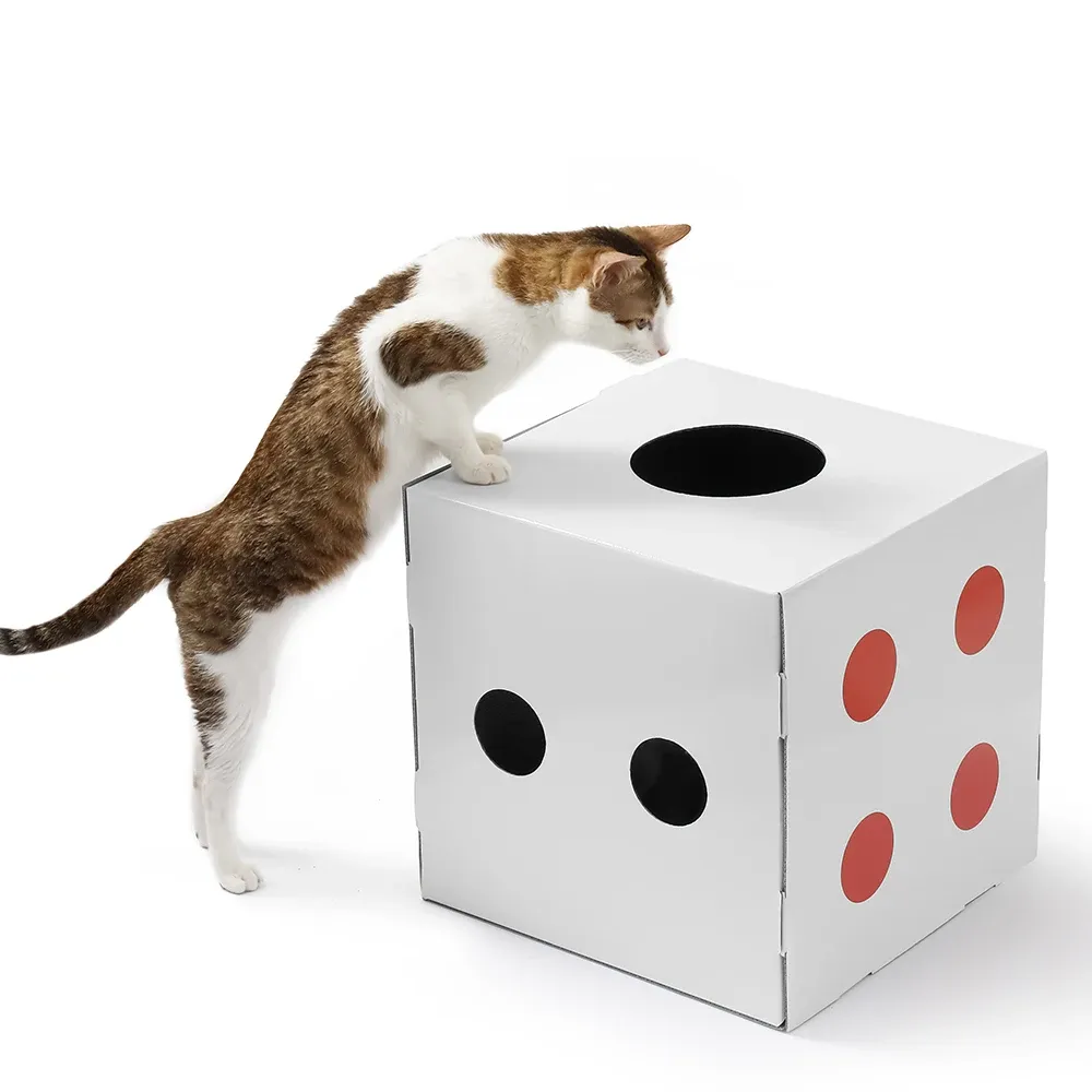 Foldable Corrugated Cardboard Cat Cube