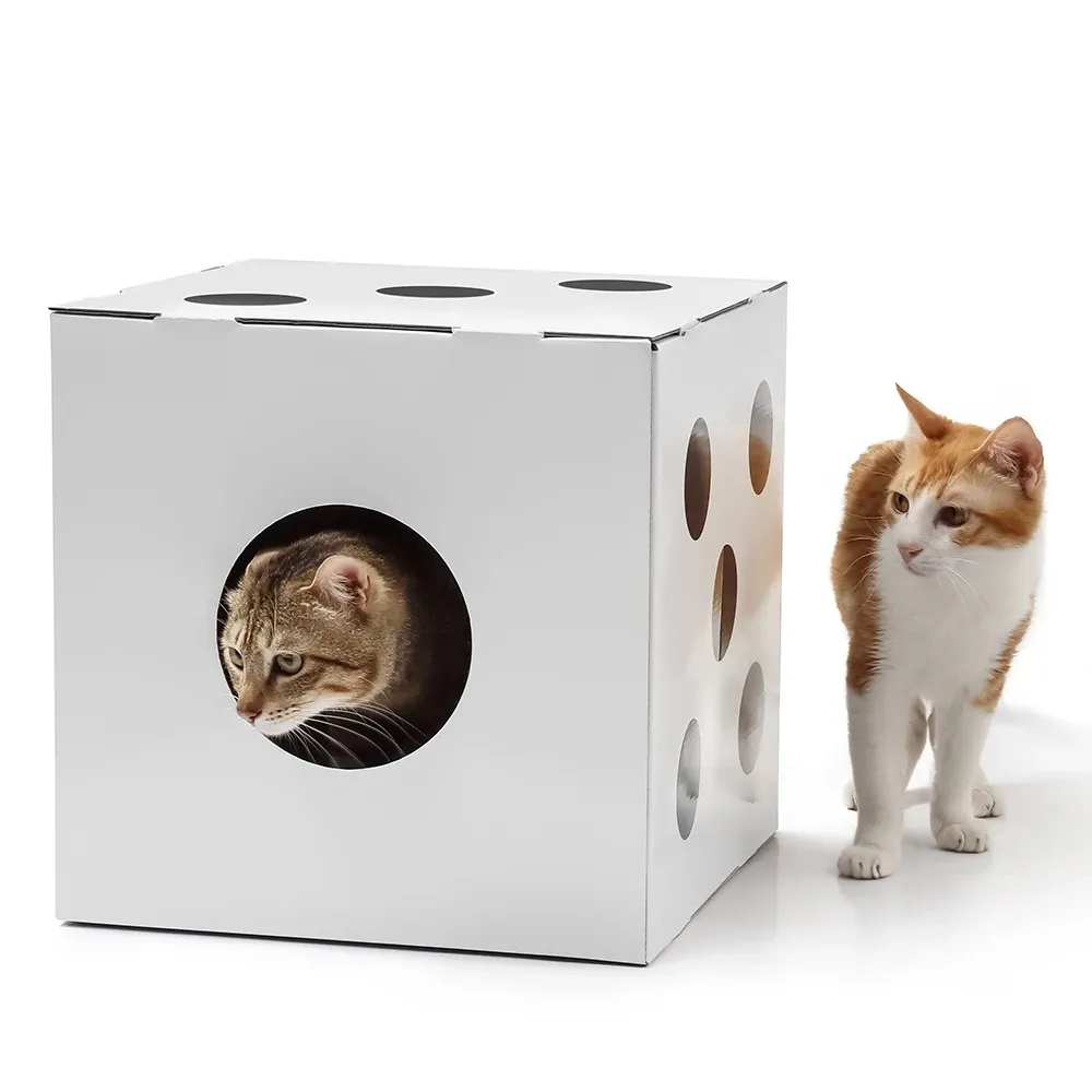 Foldable Corrugated Cardboard Cat Cube
