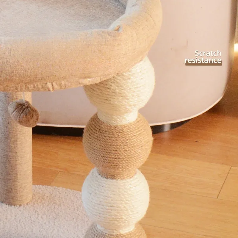 Close-up of the sisal ball post and padded perch rim