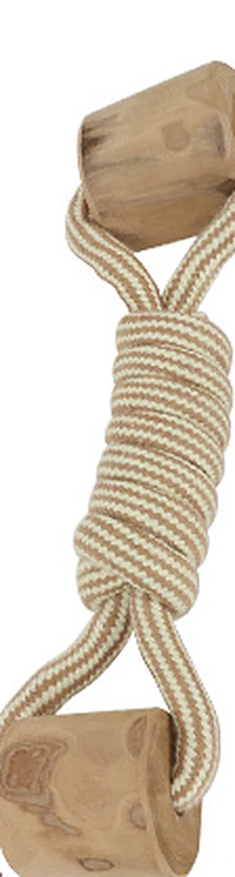 Natural Cotton Rope Dog Toy - coffee wood dumbbell rope toy