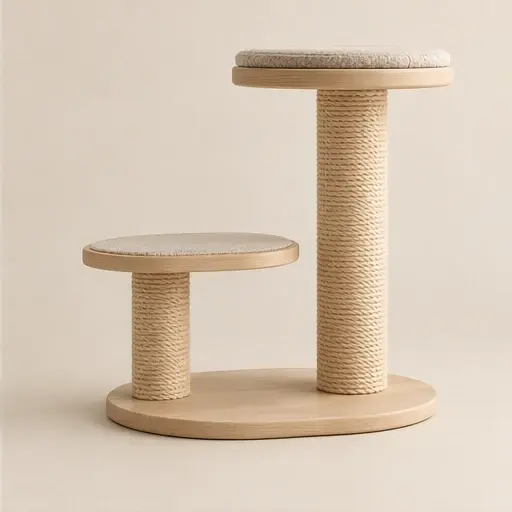Wooden cat scratching post with sisal posts