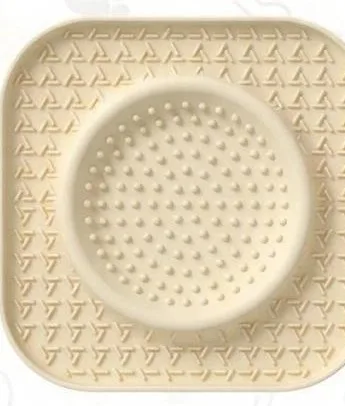 Top view of the large beige silicone lick mat