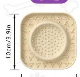 Top view of the small beige silicone lick mat