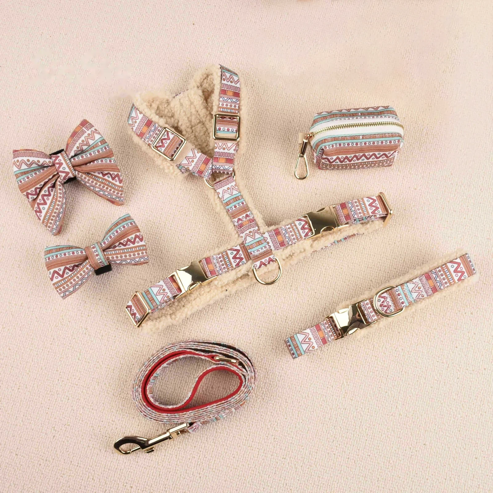 Teddy Fleece Dog Harness 4-Piece Set